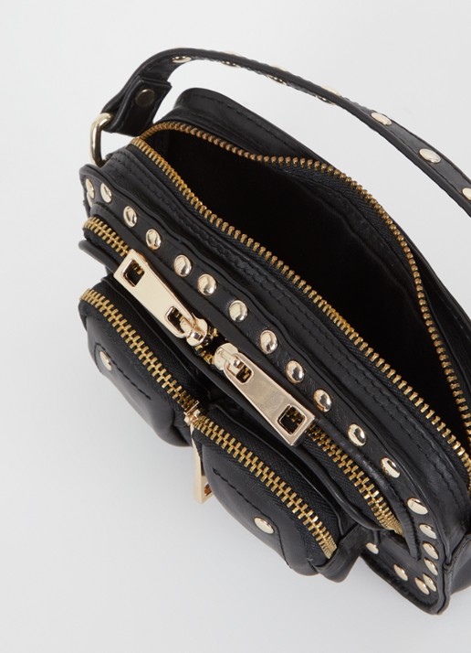 Núnoo Helena Pure Disco handtas van leer met studs - detail 3 zwart