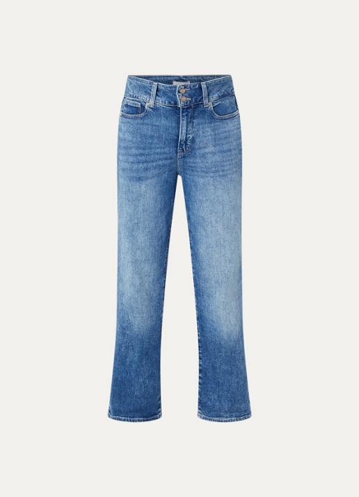NYDJ Bailey mid waist slim fit jeans met steekzakken - voorkant indigo