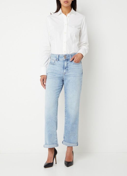 NYDJ Bailey mid waist slim fit jeans met steekzakken - voorkant 3 camel