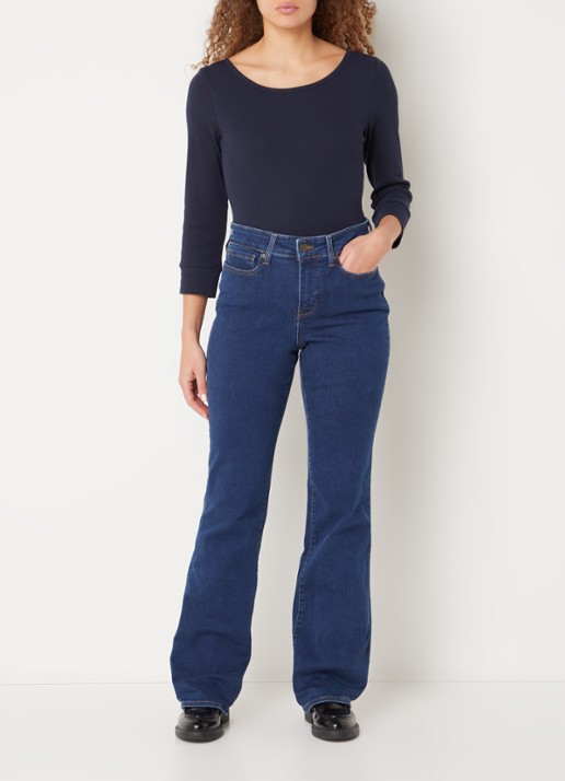 NYDJ Blake high waist flared jeans met stretch - voorkant 2 donkerblauw