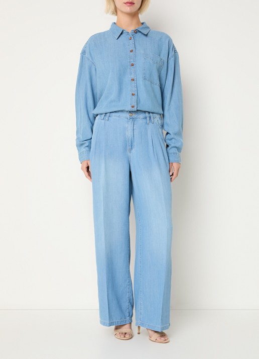 NYDJ Blouse  met borstzak  - voorkant 2 indigo