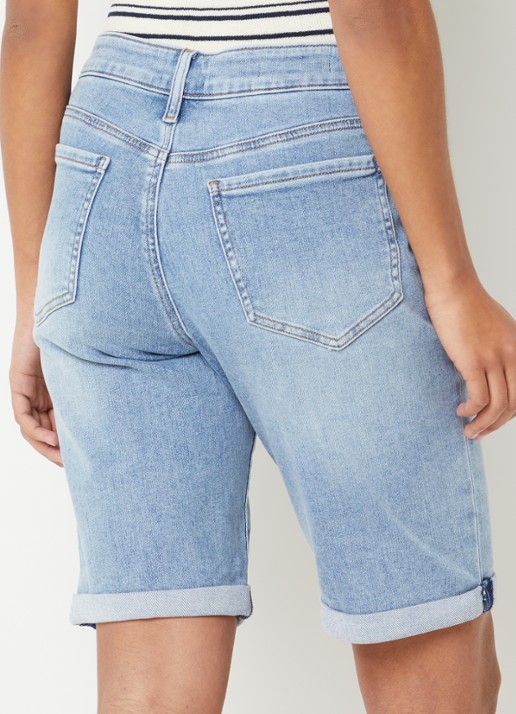 NYDJ Briella high waist slim fit korte broek van denim - achterkant indigo