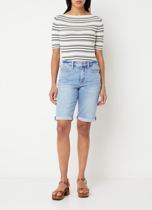 NYDJ Briella high waist slim fit korte broek van denim - voorkant 4 indigo