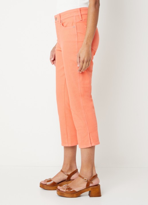 NYDJ Chloe mid waist skinny fit capri broek met gekleurde wassing - detail 2 oranjerood
