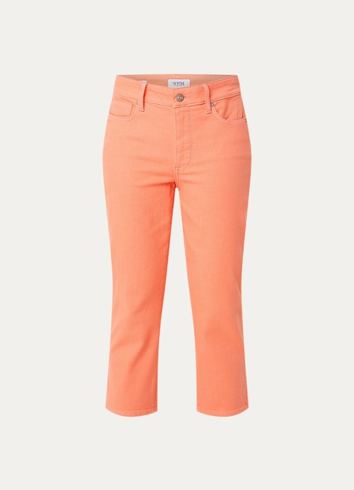 NYDJ Chloe mid waist skinny fit capri broek met gekleurde wassing - voorkant 4 oranjerood