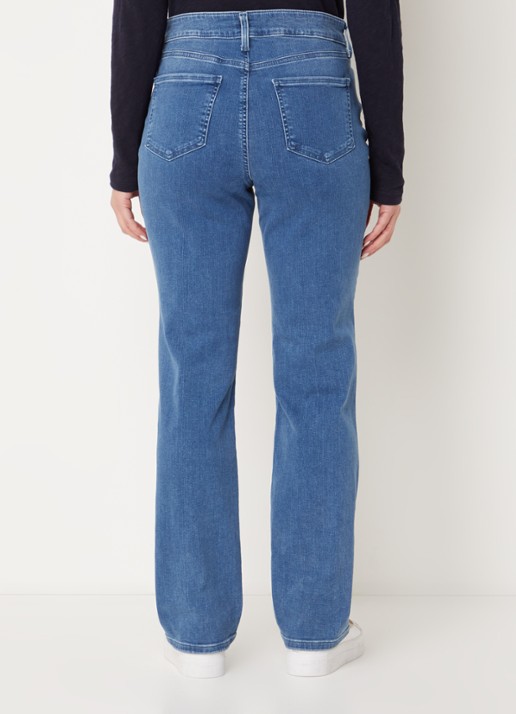 NYDJ Ellison high waist straight leg jeans met stretch - achterkant middenblauw