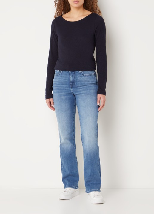 NYDJ Ellison high waist straight leg jeans met stretch - voorkant 5 middenblauw