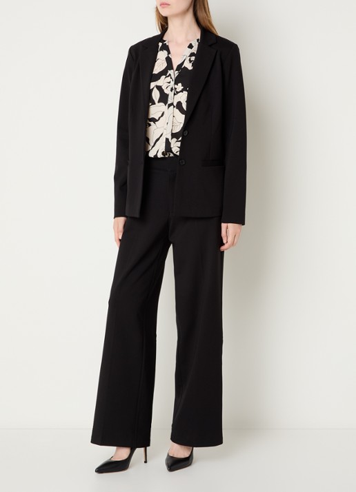 NYDJ Fiona high waist wide fit pantalon met steekzakken - voorkant 4 zwart