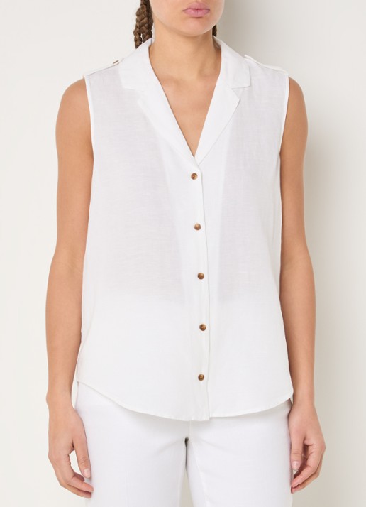 NYDJ Gabrielle mouwloze blouse in linnenblend