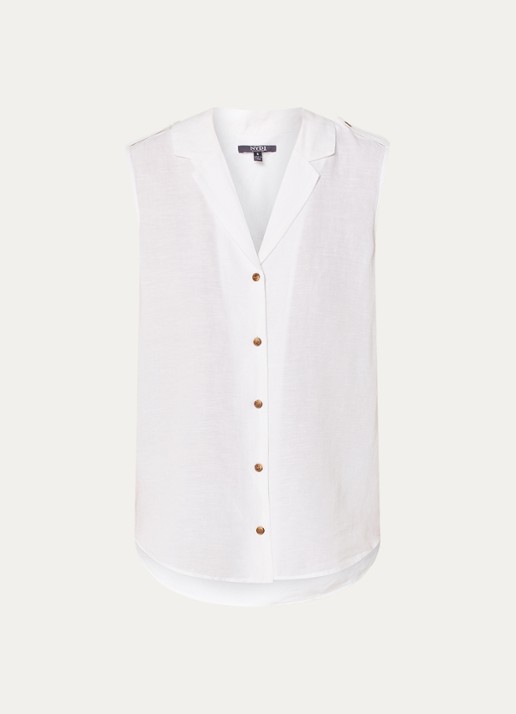 NYDJ Gabrielle mouwloze blouse in linnenblend - voorkant 2 wit
