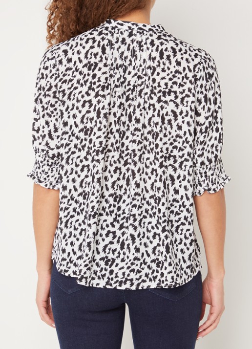 NYDJ Gato blouse met print en pofmouw - achterkant 3 zwart