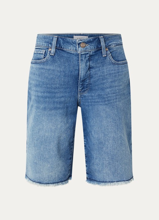 NYDJ Lilly mid waist straight fit korte broek van denim - voorkant 3 indigo