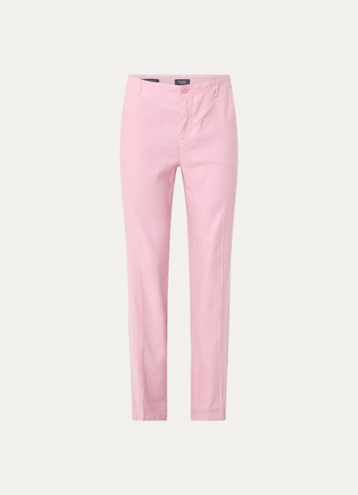 NYDJ Marilyn high waist straight fit broek in linnenblend met steekzakken - voorkant lichtroze
