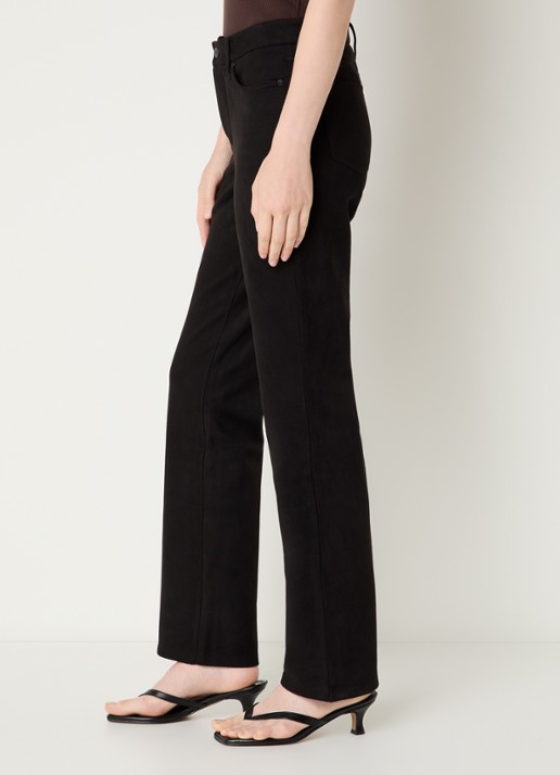 NYDJ Marilyn high waist straight fit broek van imitatiesuède - detail 5 zwart