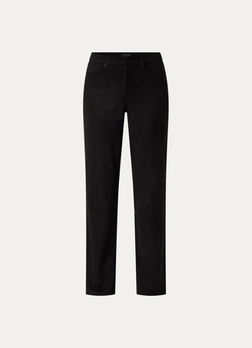 NYDJ Marilyn high waist straight fit broek van imitatiesuède - voorkant zwart