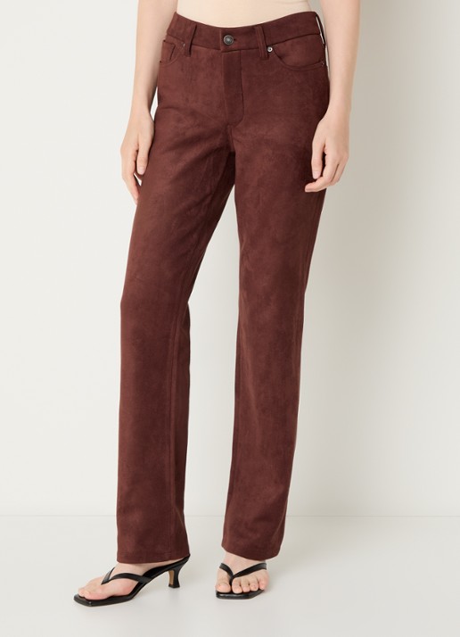 NYDJ Marilyn high waist straight fit broek van imitatiesuède
