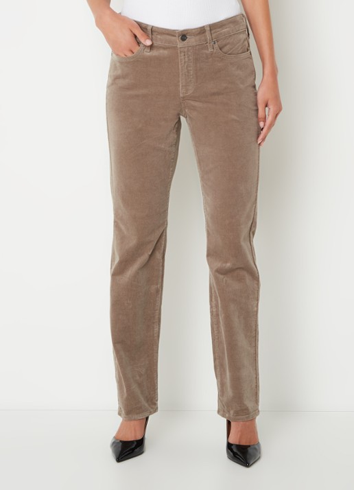 NYDJ Marilyn high waist straight fit chino van corduroy - detail taupe