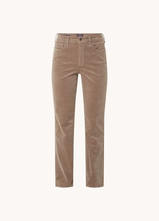 NYDJ Marilyn high waist straight fit chino van corduroy - voorkant 3 taupe