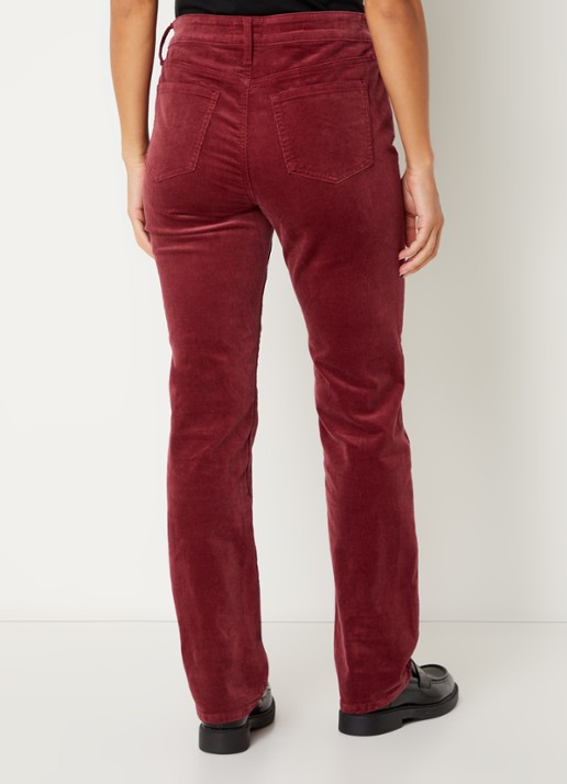 NYDJ Marilyn high waist straight fit chino van corduroy - achterkant 3 donkerrood