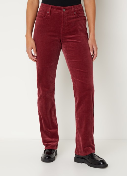 NYDJ Marilyn high waist straight fit chino van corduroy - detail 4 donkerrood