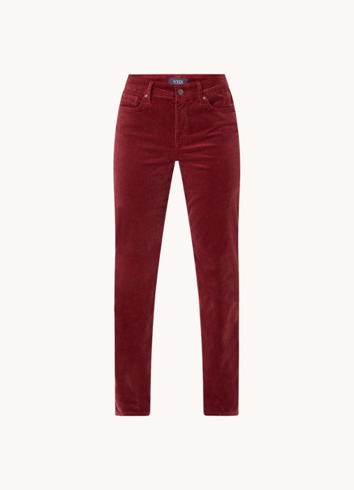 NYDJ Marilyn high waist straight fit chino van corduroy - voorkant donkerrood