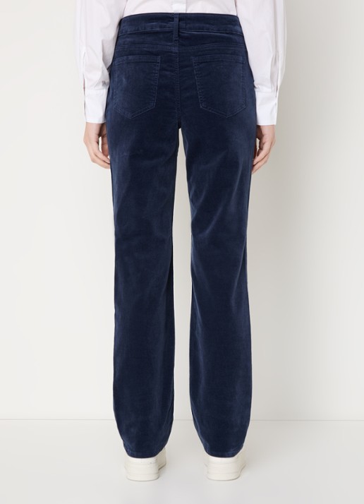 NYDJ Marilyn high waist straight fit chino van corduroy - achterkant 5 donkerblauw