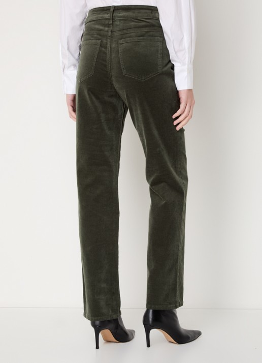 NYDJ Marilyn high waist straight fit chino van corduroy - achterkant 6 mosgroen