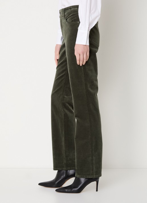 NYDJ Marilyn high waist straight fit chino van corduroy - detail 2 mosgroen