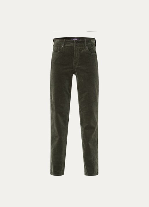 NYDJ Marilyn high waist straight fit chino van corduroy - voorkant 4 mosgroen