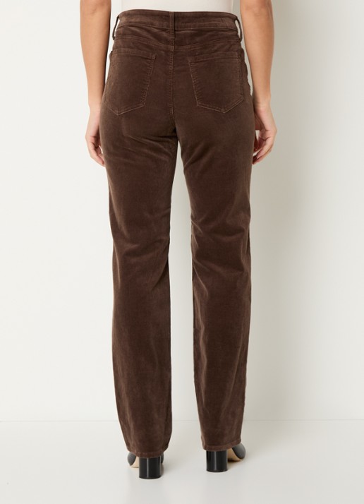 NYDJ Marilyn high waist straight fit chino van corduroy - achterkant bruin