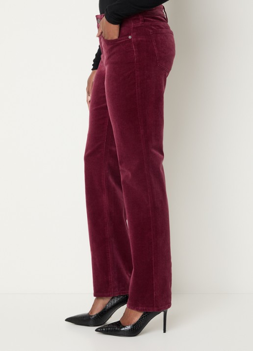 NYDJ Marilyn high waist straight fit chino van corduroy - detail 4 bordeauxrood