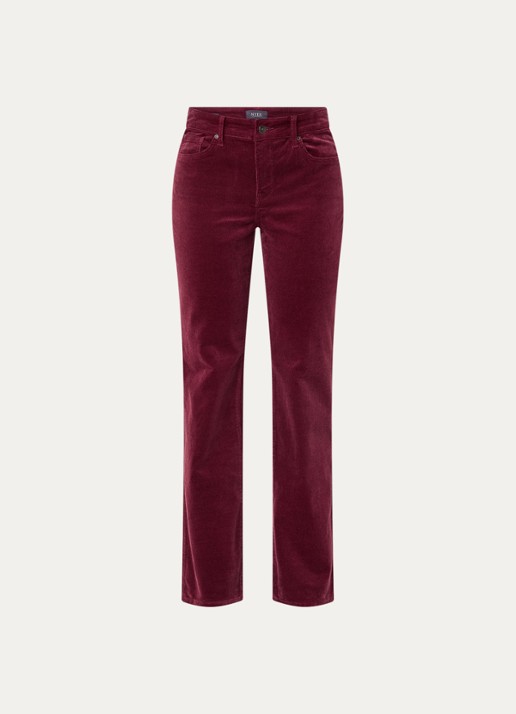 NYDJ Marilyn high waist straight fit chino van corduroy - voorkant bordeauxrood