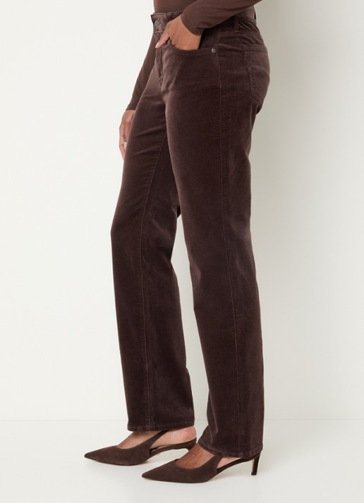 NYDJ Marilyn high waist straight fit chino van corduroy - detail 3 donkerbruin