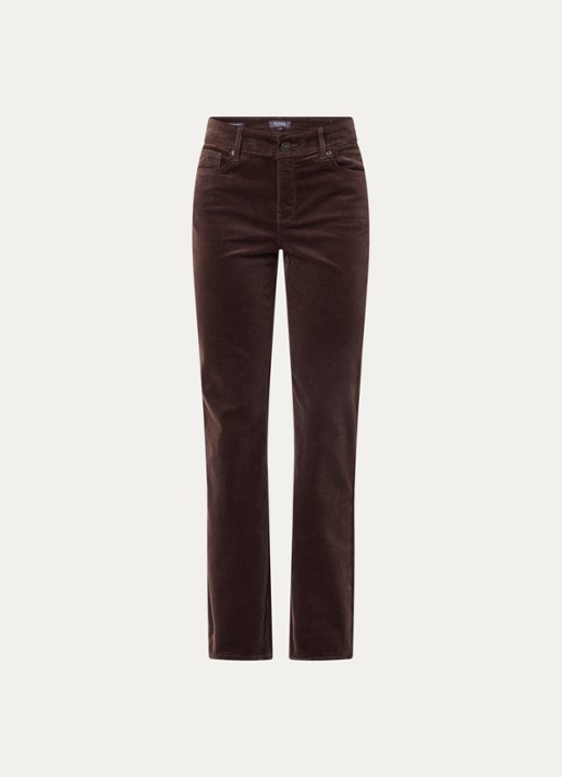 NYDJ Marilyn high waist straight fit chino van corduroy - voorkant 4 donkerbruin
