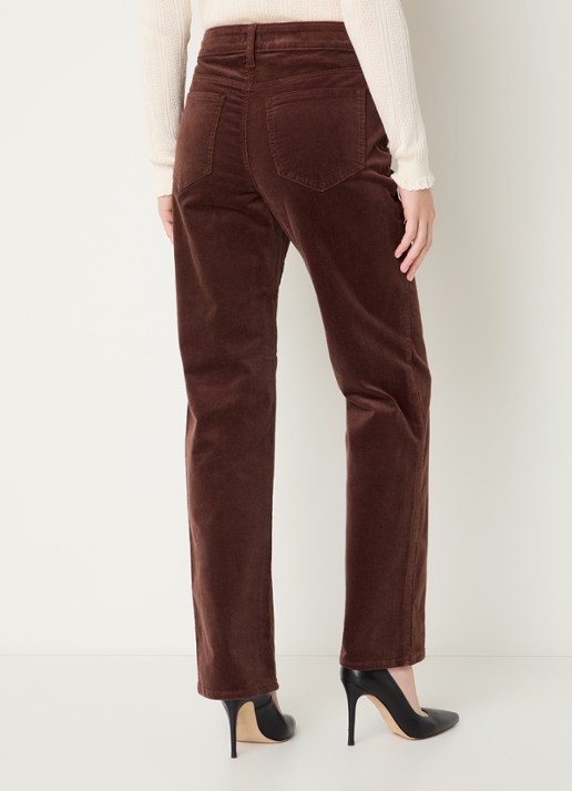 NYDJ Marilyn high waist straight fit chino van corduroy - achterkant 3 lichtbruin