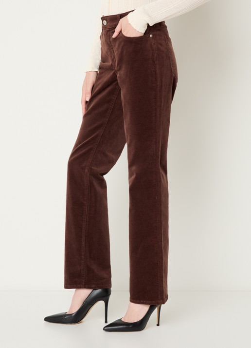 NYDJ Marilyn high waist straight fit chino van corduroy - detail 2 lichtbruin