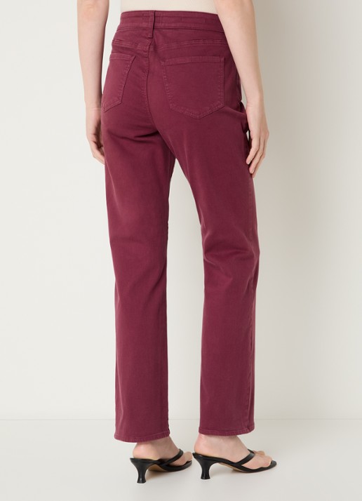 NYDJ Marilyn high waist straight leg jeans met steekzakken - achterkant 5 bordeauxrood