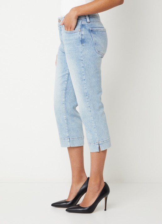 NYDJ Marilyn mid waist slim fit capri broek met steekzakken - detail 3 lichtblauw