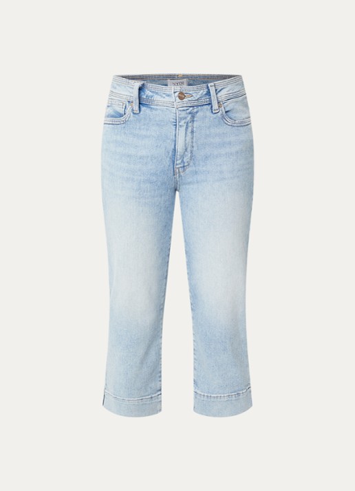 NYDJ Marilyn mid waist slim fit capri broek met steekzakken - voorkant 4 lichtblauw