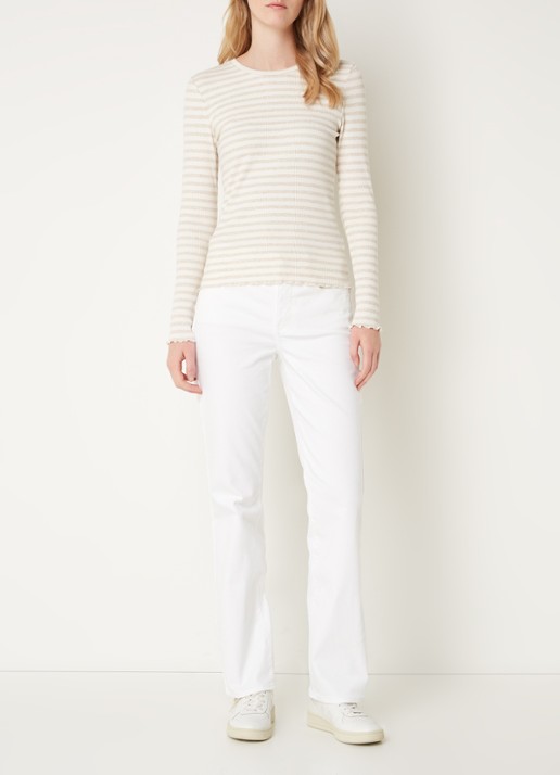 NYDJ Marilyn mid waist straight fit chino met stretch - voorkant 5 wit