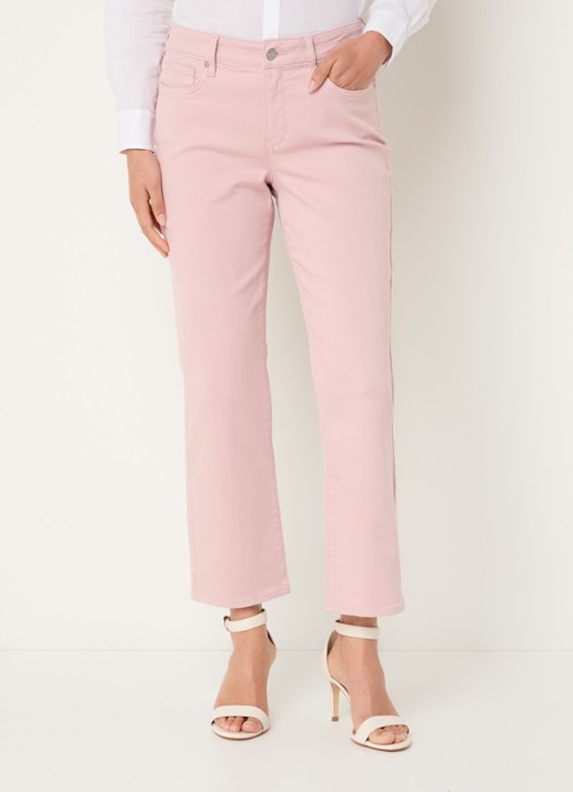 NYDJ Marilyn mid waist straight leg cropped jeans met gekleurde wassing - detail 3 lichtroze