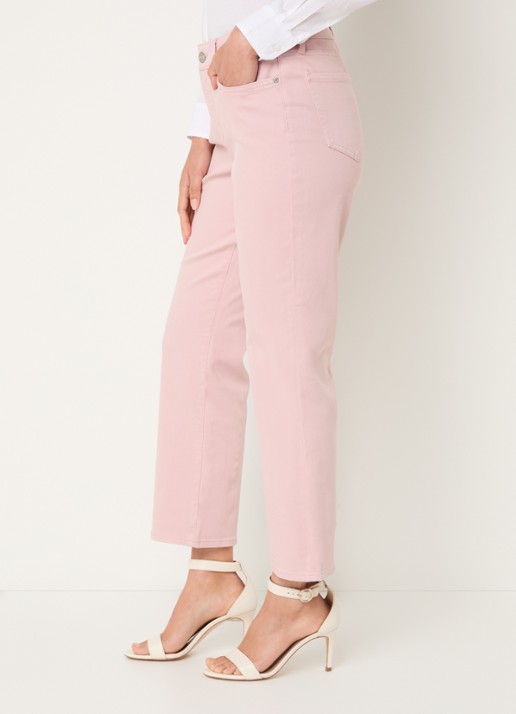 NYDJ Marilyn mid waist straight leg cropped jeans met gekleurde wassing - detail 4 lichtroze