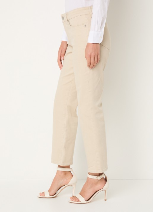 NYDJ Marilyn mid waist straight leg cropped jeans met gekleurde wassing - detail 3 beige