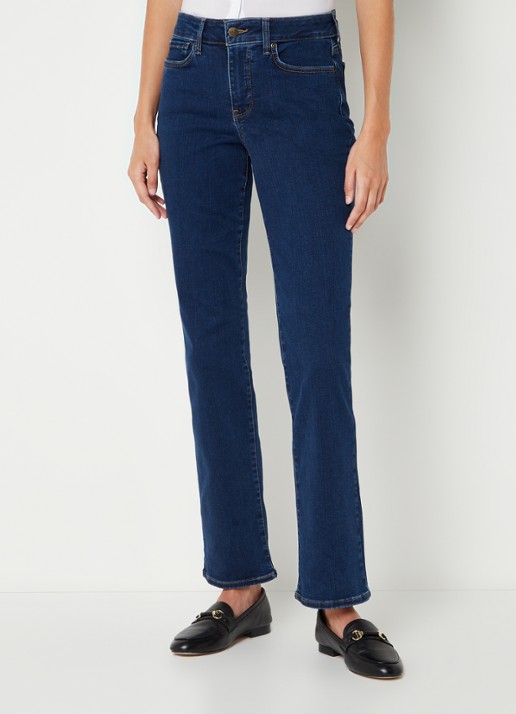 NYDJ Marilyn mid waist straight leg jeans met donkere wassing - detail 4 indigo
