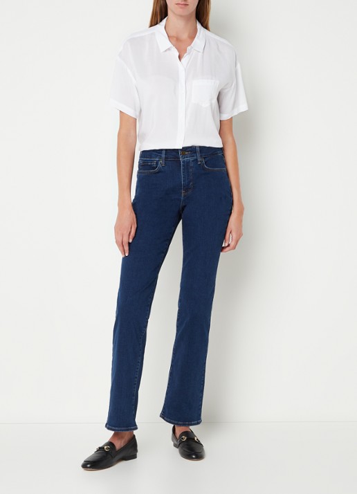 NYDJ Marilyn mid waist straight leg jeans met donkere wassing - voorkant 3 indigo