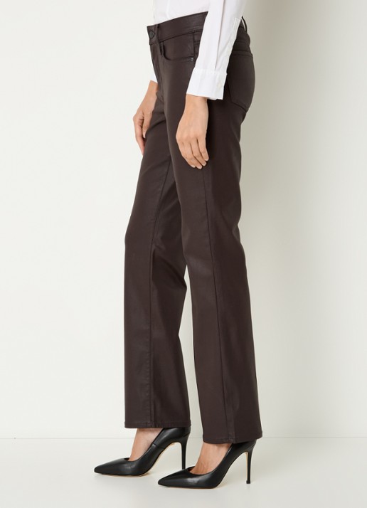 NYDJ Marilyn mid waist straight leg jeans met gekleurde wassing - detail 2 roodbruin