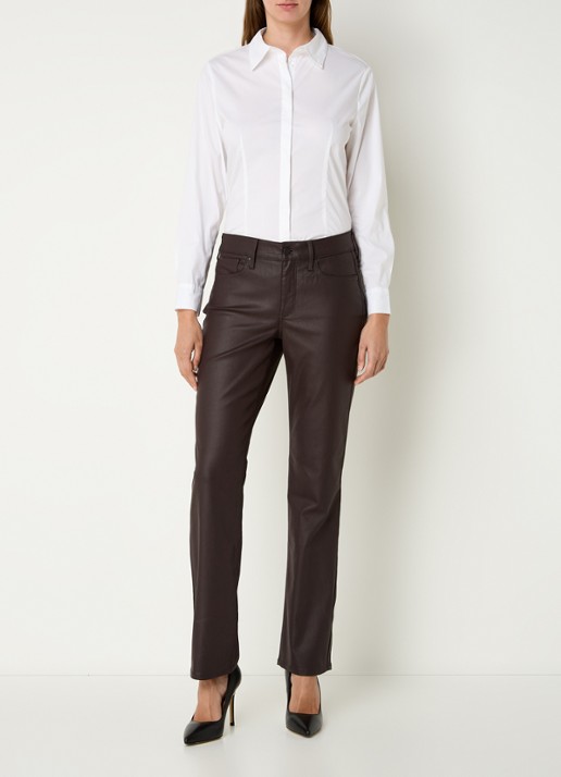 NYDJ Marilyn mid waist straight leg jeans met gekleurde wassing - voorkant 5 roodbruin