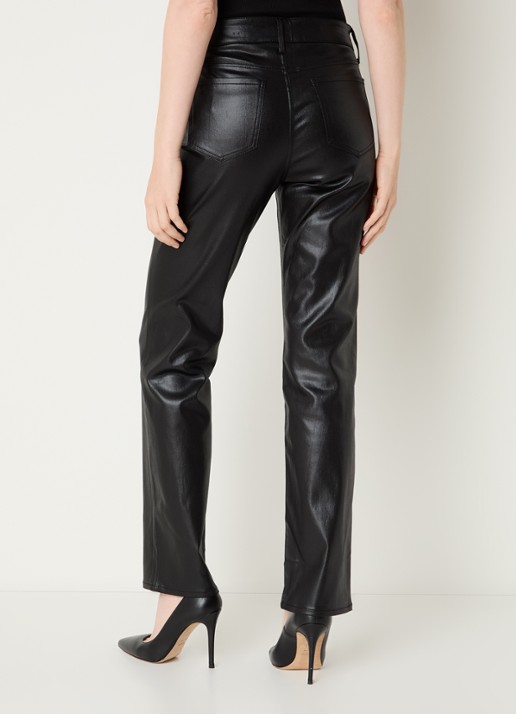 NYDJ Marilyn mid waist straight leg jeans met gekleurde wassing - achterkant zwart