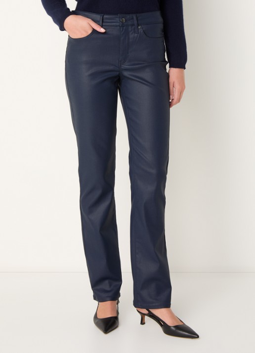 NYDJ Marilyn mid waist straight leg jeans met gekleurde wassing - detail donkerblauw