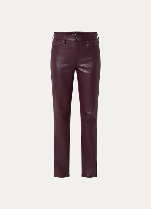 NYDJ Marilyn mid waist straight leg jeans met gekleurde wassing - voorkant 2 aubergine